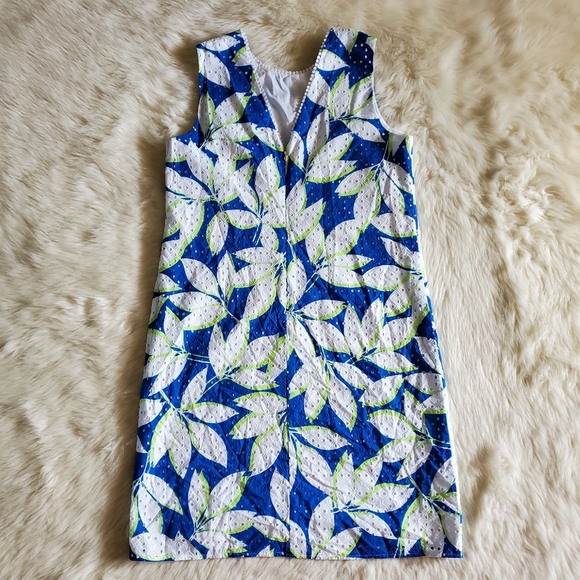 Draper James Eyelet Shift Dress in Sapphire Blue Print Size 2 NWT - Picture 10 of 13